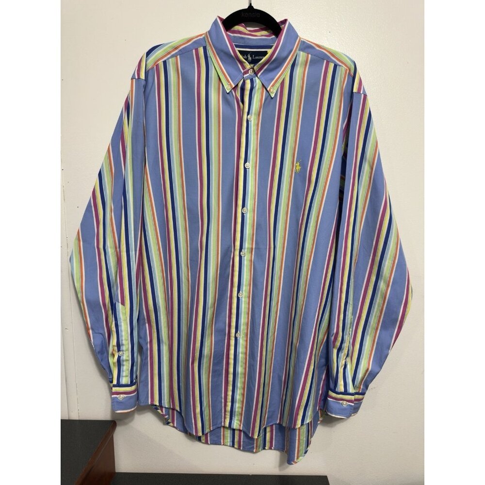 Ralph Lauren Mens Classic Fit Striped Button-Down Shirt Size 16.5/L